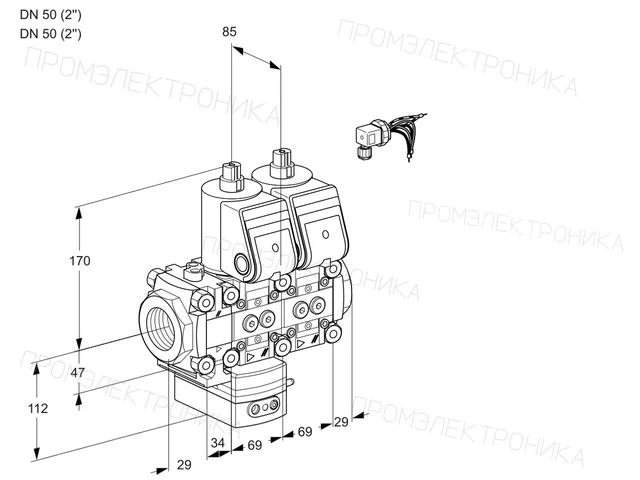 Kromschroder VCD 2E50R/50R05FD-25NWR/PPPP/PPPP — двойной электромагнитный газовый клапан — 88105027
