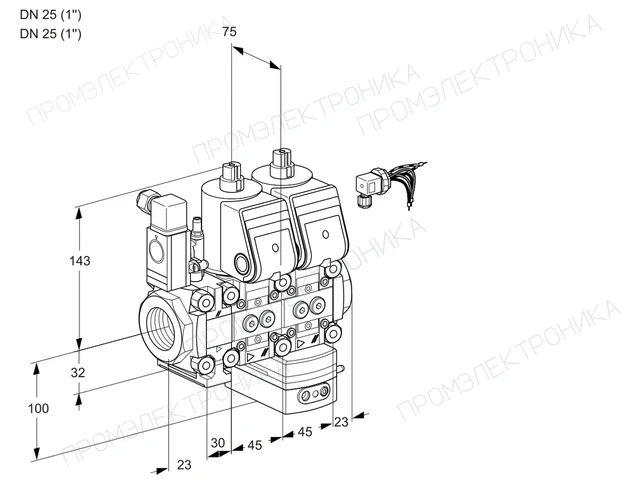 Kromschroder VCV 1E25R/25R05F2NVKWR/PPPP/PPPP — двойной электромагнитный газовый клапан — 88103925