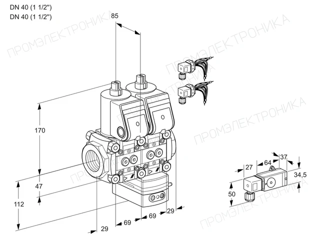 Kromschroder VCD 2E40R/40R05ND-50WR6/3-PP/PPPP — двойной электромагнитный газовый клапан — 88101206