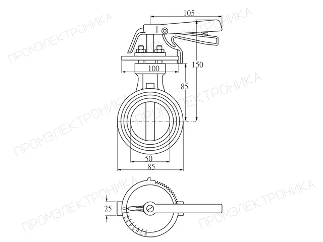 Kromschroder DKR 50Z03H100D — дисковая поворотная заслонка — 72702060