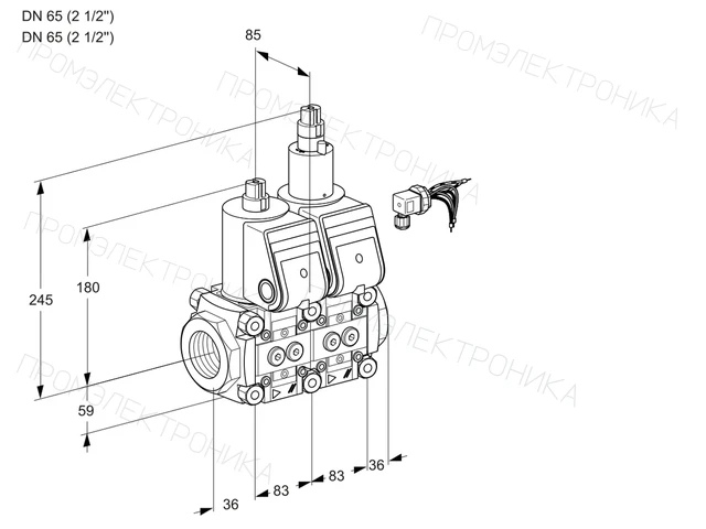 Kromschroder VCS 3E65R/65R05NLWR/PPPP/PPPP — двойной электромагнитный газовый клапан — 88106009