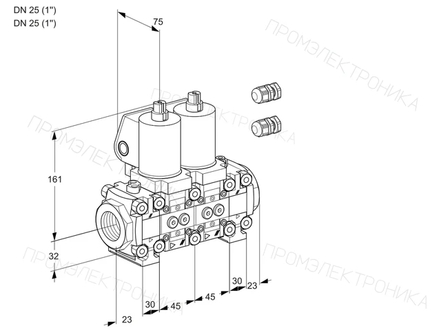 Kromschroder VCS 1E25R/25R05FNNVWSL3/PPPP/PPPP — двойной электромагнитный газовый клапан — 88107341