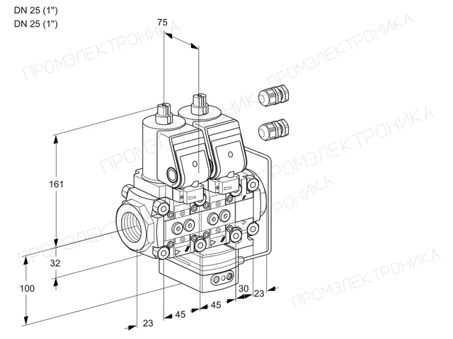 Kromschroder VCH 1E25R/25R05NHEVQSR3/PPPP/PPPP — двойной электромагнитный газовый клапан — 88107112