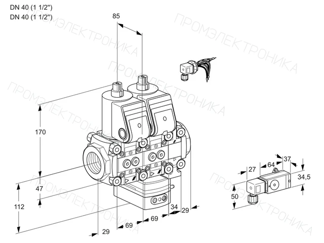 Kromschroder VCG 2E40R/40R05NGEVWR/-3PP/PPPP — двойной электромагнитный газовый клапан — 88103599