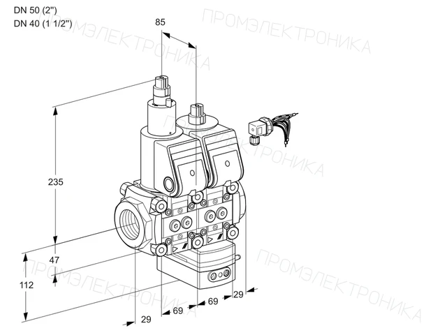 Kromschroder VCG 2E50R/40R05LGNWR/PPPP/PPPP — двойной электромагнитный газовый клапан — 88107606