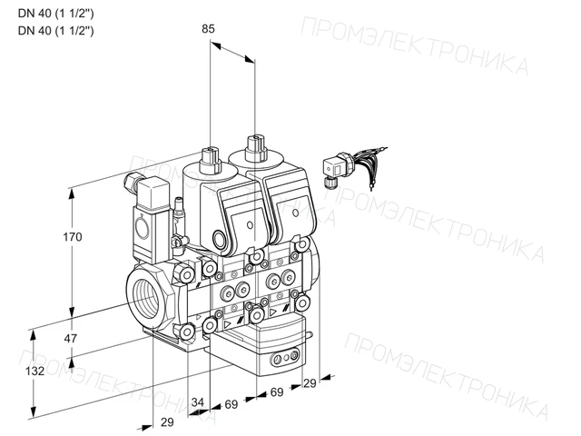 Kromschroder VCV 2E40R/40R05F2NVKWR/PPPP/PPPP — двойной электромагнитный газовый клапан — 88100558