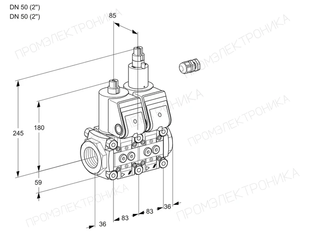 Kromschroder VCS 3E50R/50R05NLQR3/PPPP/PPPP — двойной электромагнитный газовый клапан — 88105148