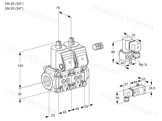 Kromschroder VCS 1E20R/20R05NNWR/-3PP/PPZY — двойной электромагнитный газовый клапан — 88103102