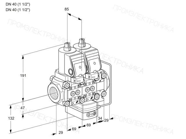 Kromschroder VCH 2T40N/40N05NHAVQGR/PPPP/MMMM — двойной электромагнитный газовый клапан — 88103309