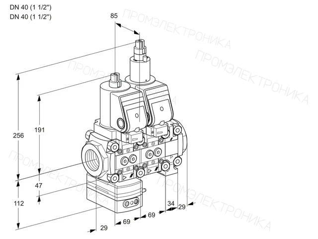 Kromschroder VCD 2T40N/40N05D-100LVQGR/PPPP/PPPP — двойной электромагнитный газовый клапан — 88106833