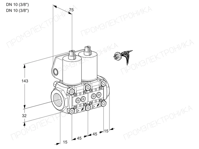 Kromschroder VCS 1E10R/10R05NNWL/PPPP/PPPP — двойной электромагнитный газовый клапан — 88103700