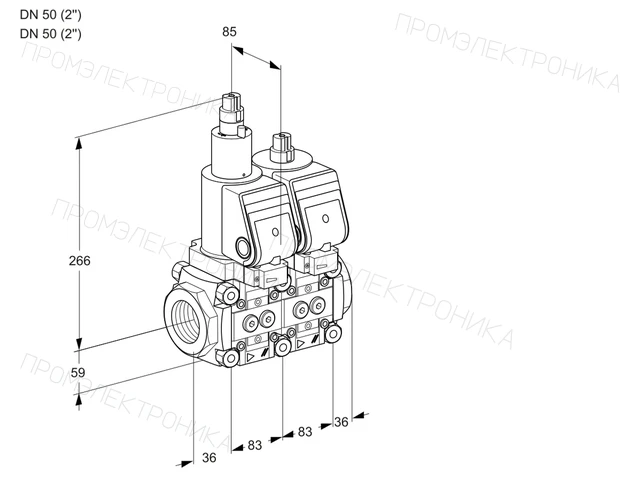 Kromschroder VCS 3E50R/50R05LNWGR/PPPP/PPPP — двойной электромагнитный газовый клапан — 88104404