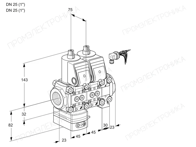 Kromschroder VCG 1E25R/25R05GNNVWR/PPPP/PPPP — двойной электромагнитный газовый клапан — 88107047