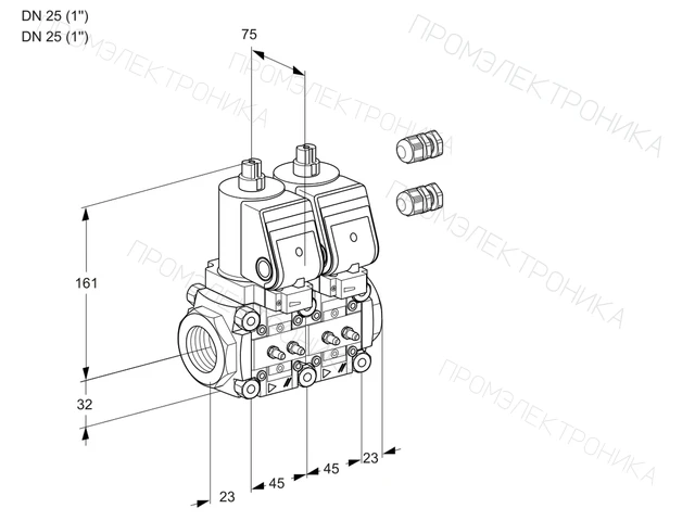 Kromschroder VCS 1E25R/25R05NNWGR3/MMMM/MMMM — двойной электромагнитный газовый клапан — 88107686