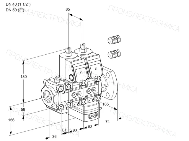Kromschroder VCH 3E40R/50F05FNHEWR3/PPPP/PPPP — двойной электромагнитный газовый клапан — 88106221