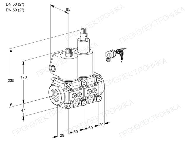 Kromschroder VCS 2E50R/50R05NLWL/PPPP/MMMM — двойной электромагнитный газовый клапан — 88104548