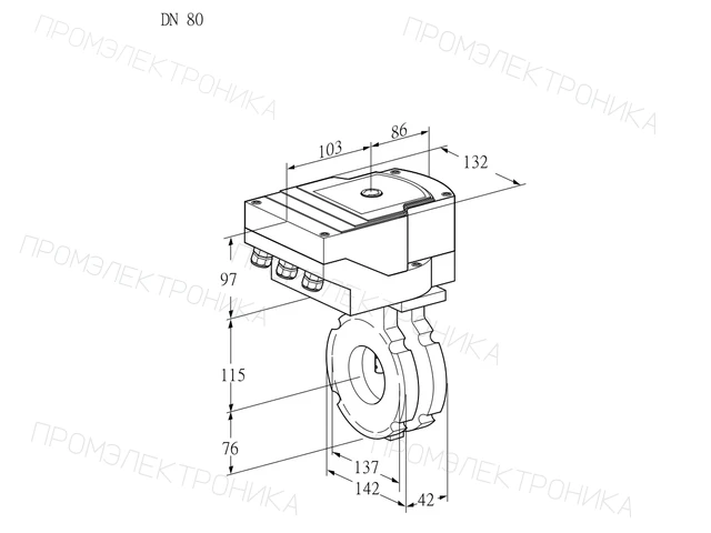 Kromschroder IBG 80W05/20-07Q2E — дисковая поворотная заслонка — 88302234