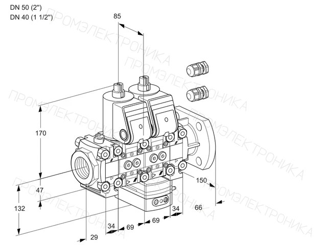 Kromschroder VCH 2E50R/40F05FNHEVWR3/PPPP/PPPP — двойной электромагнитный газовый клапан — 88101667