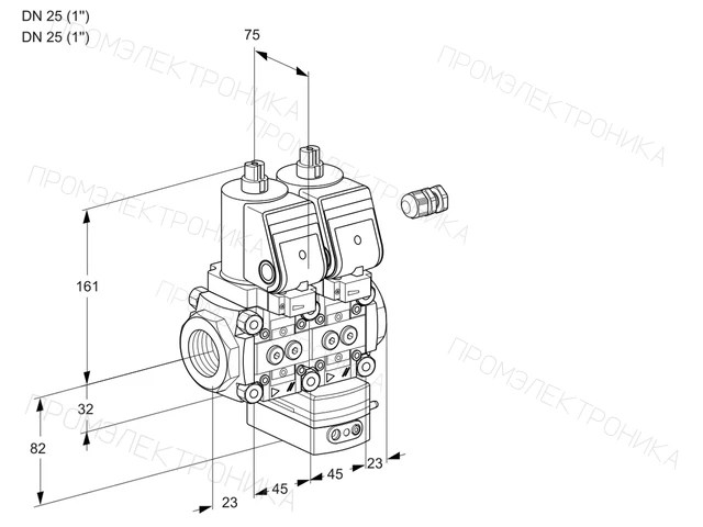 Kromschroder VCG 1E25R/25R05NGEKGR/PPPP/PPPP — двойной электромагнитный газовый клапан — 88104629