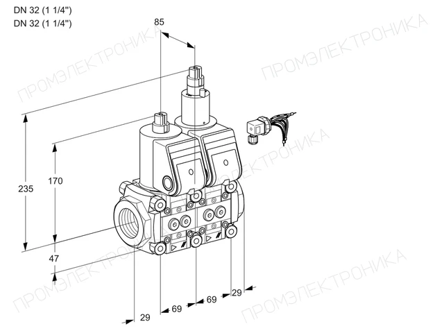 Kromschroder VCS 2E32R/32R05NLWR/PPPP/MMPP — двойной электромагнитный газовый клапан — 88104283