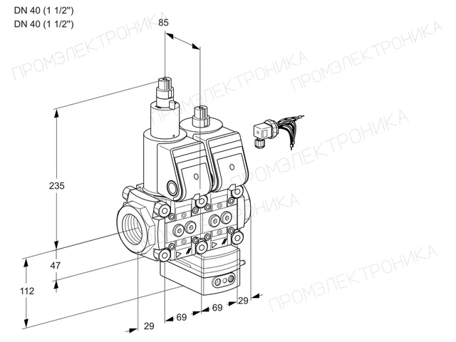 Kromschroder VCG 2E40R/40R05LGEWR/PPPP/PPPP — двойной электромагнитный газовый клапан — 88106922