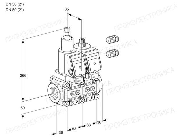 Kromschroder VCS 3E50R/50R05LNWGR3/PPPP/PPPP — двойной электромагнитный газовый клапан — 88104403