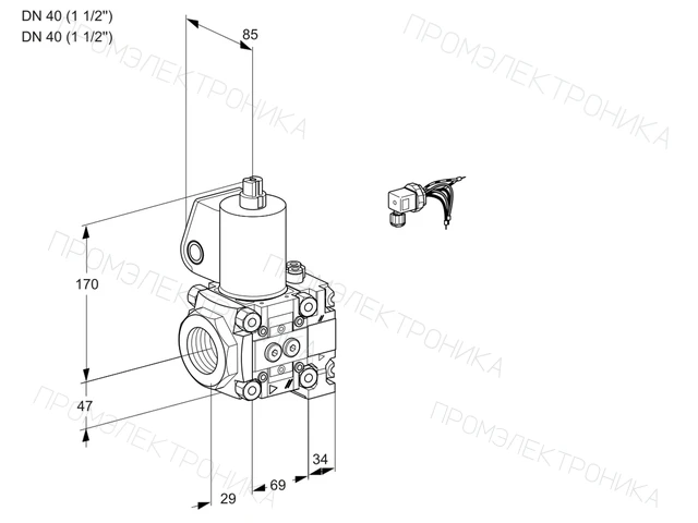 Kromschroder VAS 2E40R/40R05NVWL/PP/PP — электромагнитный газовый клапан — 88103124