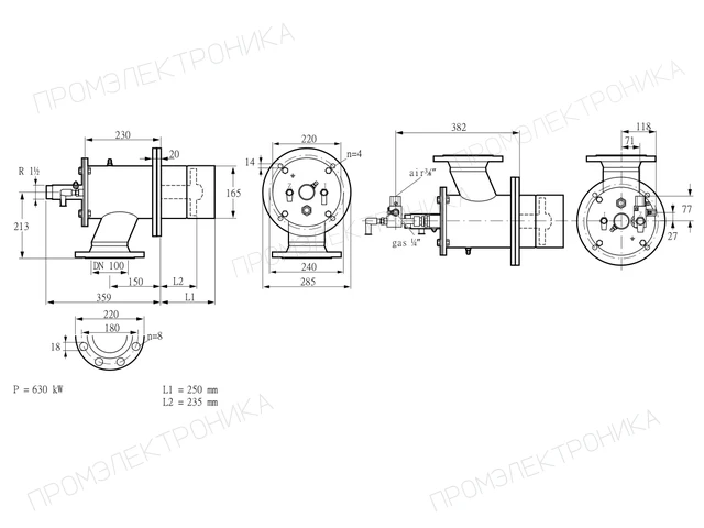 Kromschroder ZIO 165RBL-250/235-(20)D — промышленная газовая горелка — 84246032