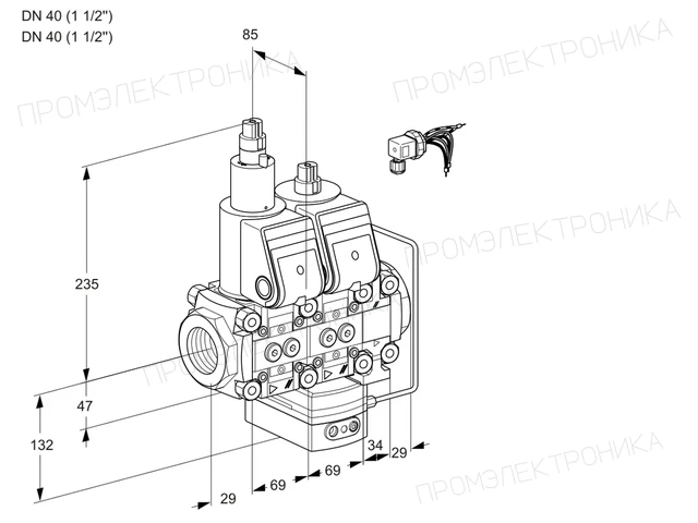 Kromschroder VCH 2E40R/40R05LHEVWR/PPPP/PPPP — двойной электромагнитный газовый клапан — 88105498