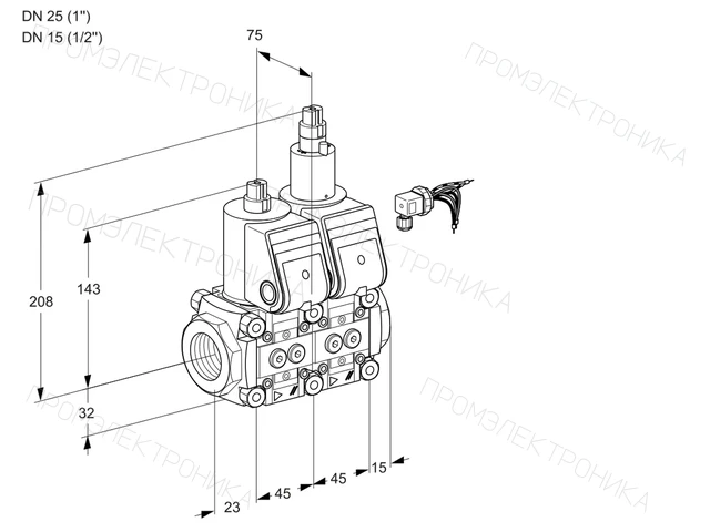 Kromschroder VCS 1E25R/15R05NLWR/PPPP/PPPP — двойной электромагнитный газовый клапан — 88107688