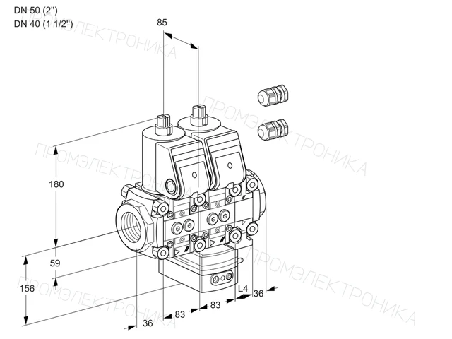 Kromschroder VCH 3E50R/40R05NHEVWR3/PPPP/PPPP — двойной электромагнитный газовый клапан — 88106132