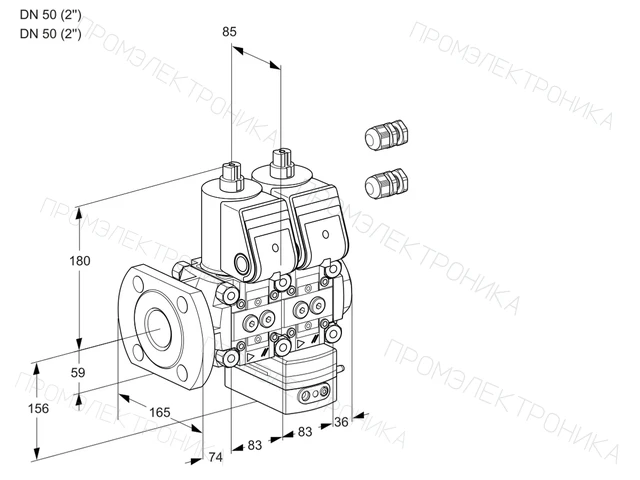 Kromschroder VCH 3E50F/50R05NHEWR3/PPPP/PPPP — двойной электромагнитный газовый клапан — 88101586