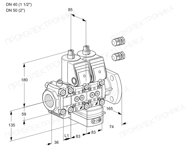 Kromschroder VCG 3E40R/50F05FNGEWR3/PPPP/PPPP — двойной электромагнитный газовый клапан — 88106215