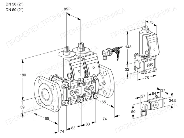 Kromschroder VCS 3E50F/50F05NNWR/-3PP/PPZS — двойной электромагнитный газовый клапан — 88105260