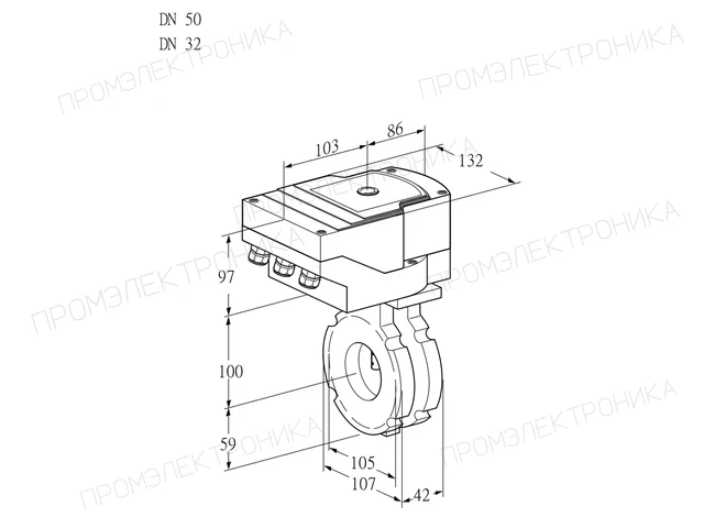 Kromschroder IBG 50/32W05/20-30Q3E — дисковая поворотная заслонка — 88302401