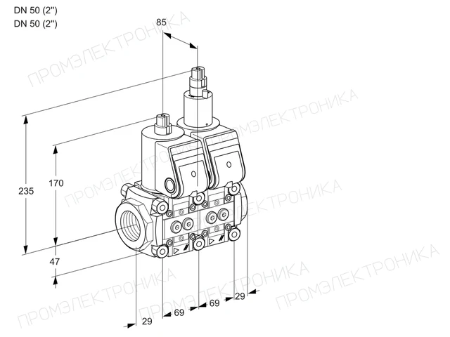 Kromschroder VCS 2T50N/50N05NLQR/PPPP/MMMM — двойной электромагнитный газовый клапан — 88104559