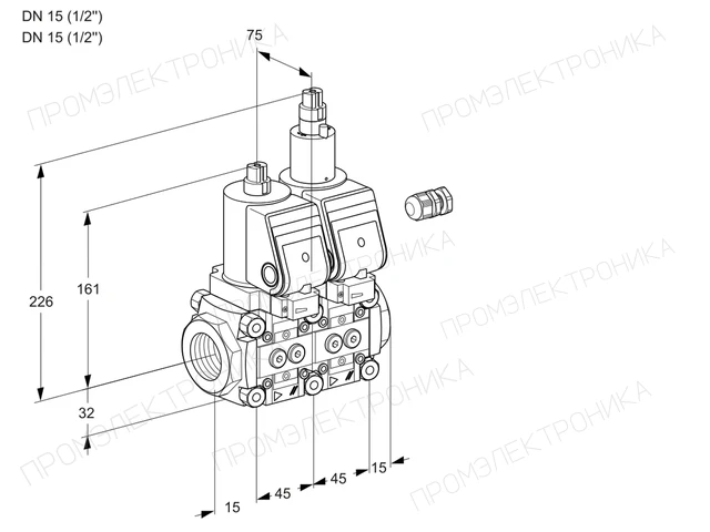 Kromschroder VCS 1E15R/15R05NLQGR/PPPP/PPPP — двойной электромагнитный газовый клапан — 88105190