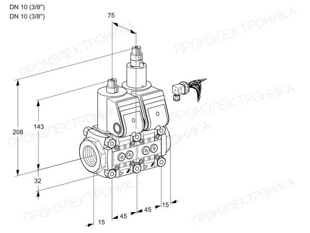 Kromschroder VCS 1E10R/10R05NLQR/PPPP/PPPP — двойной электромагнитный газовый клапан — 88100627