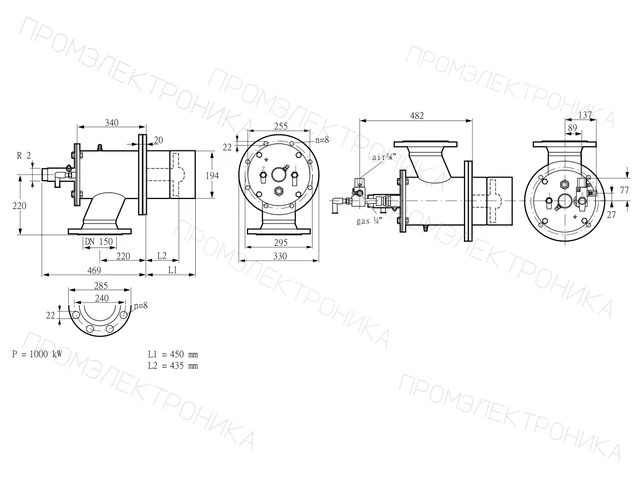 Kromschroder ZIO 200RBL-450/435-(25)D — промышленная газовая горелка — 84277107