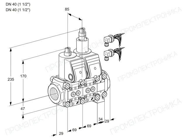 Kromschroder VCS 2E40R/40R05NLO24WR6/PPPP/PPPP — двойной электромагнитный газовый клапан — 88100249