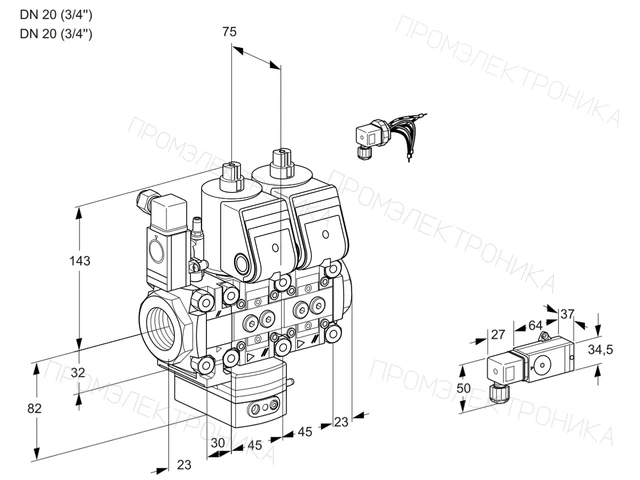 Kromschroder VCG 1E20R/20R05F2GNNKR/PP-1/PPPP — двойной электромагнитный газовый клапан — 88100550
