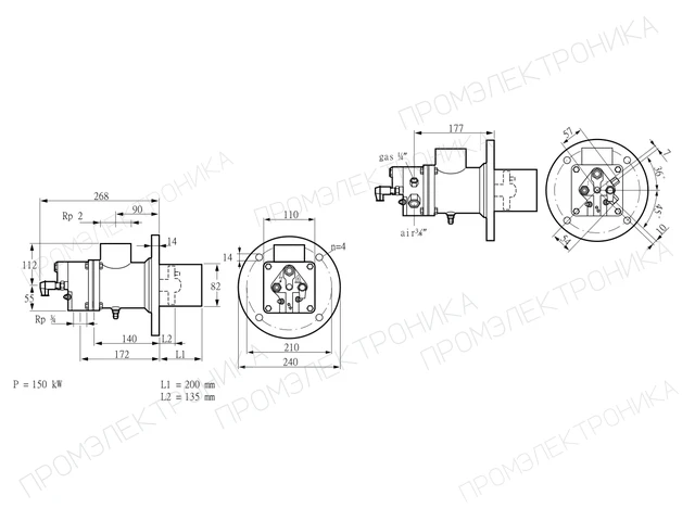 Kromschroder BIO 80HBL-200/135-(34)F — промышленная газовая горелка — 84021021