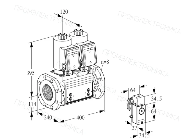 Kromschroder VCS 9T125A05NNASRB/PPPP/3-P3 — двойной электромагнитный газовый клапан — 88205388
