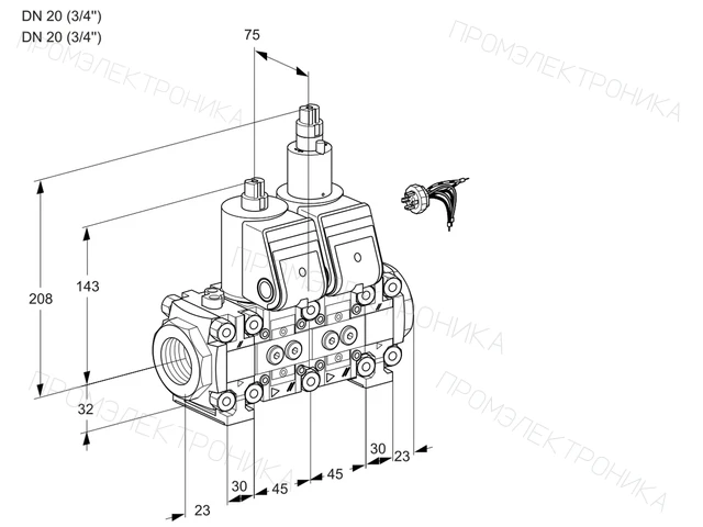 Kromschroder VCS 1E20R/20R05FNLVWR/PPPP/PPPP — двойной электромагнитный газовый клапан — 88106819