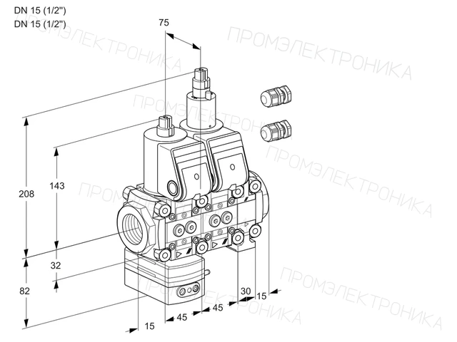 Kromschroder VCD 1E15R/15R05D-50LVWR3/PPPP/PPPP — двойной электромагнитный газовый клапан — 88102844