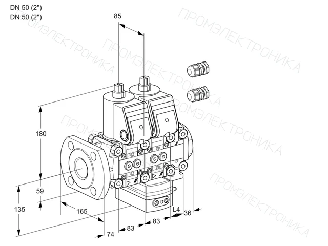 Kromschroder VCG 3E50F/50R05NGEVWR3/PPPP/PPPP — двойной электромагнитный газовый клапан — 88106269