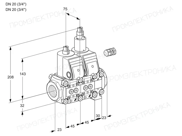 Kromschroder VCS 1E20R/20R05NLVWR/PPPP/PPPP — двойной электромагнитный газовый клапан — 88106812