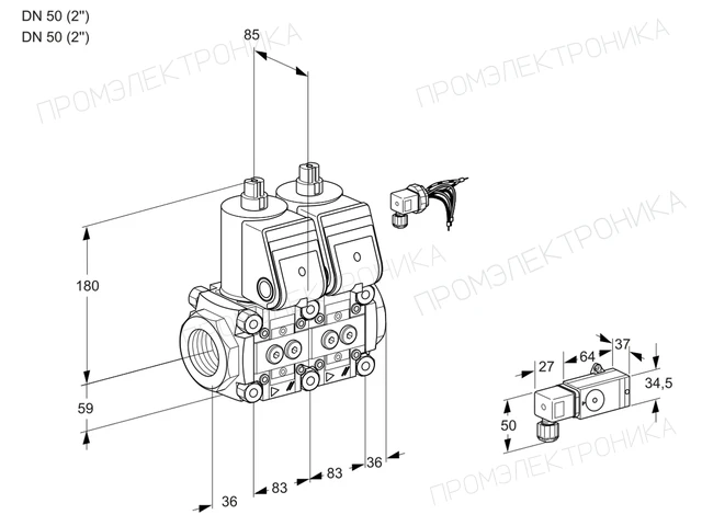 Kromschroder VCS 3E50R/50R05NNWR/-3PP/PPPP — двойной электромагнитный газовый клапан — 88101675