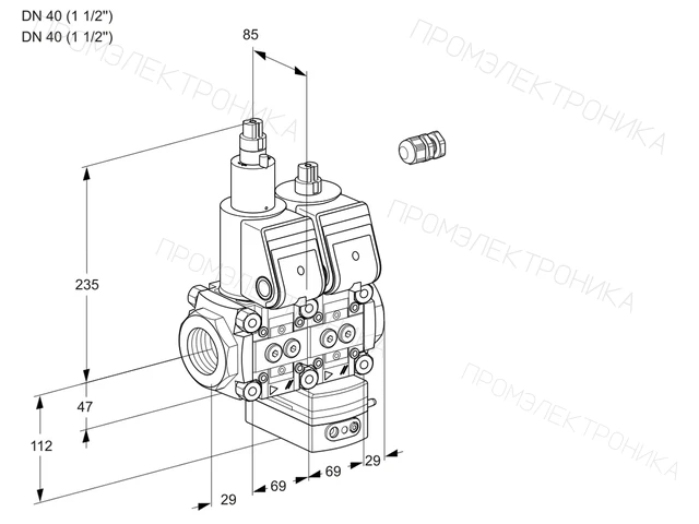 Kromschroder VCD 2E40R/40R05LD-100WR/PPPP/PPPP — двойной электромагнитный газовый клапан — 88105997