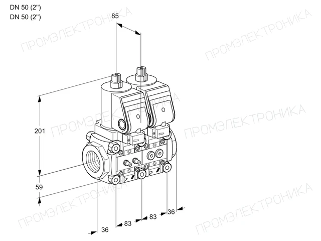 Kromschroder VCS 3T50N/50N05NNQSR/MMPP/MMPP — двойной электромагнитный газовый клапан — 88100838